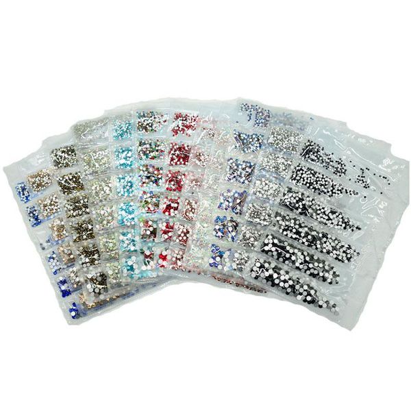 

nail art decorations 1728pcs mixed size rhinestones ss4-ss12 flatback non fix for crystals, Silver;gold