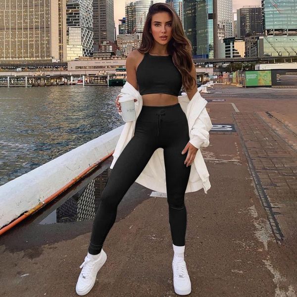 

yoga outfit seamless fitness suit set outdoor sports candy color suspender vest