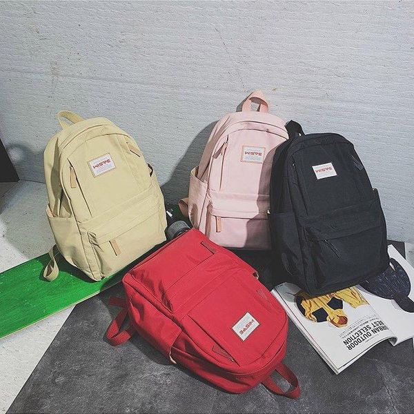 

backpack college style simple solid color school bags retro versatile canvas art boys sweet girls