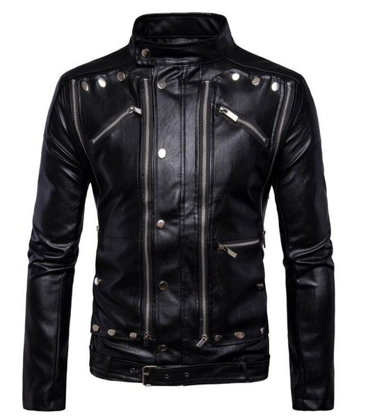 

men's fur & faux 2021 winter fashion personality casual leisure leather unique slim motorcycle plus size stage singer costumes, Black