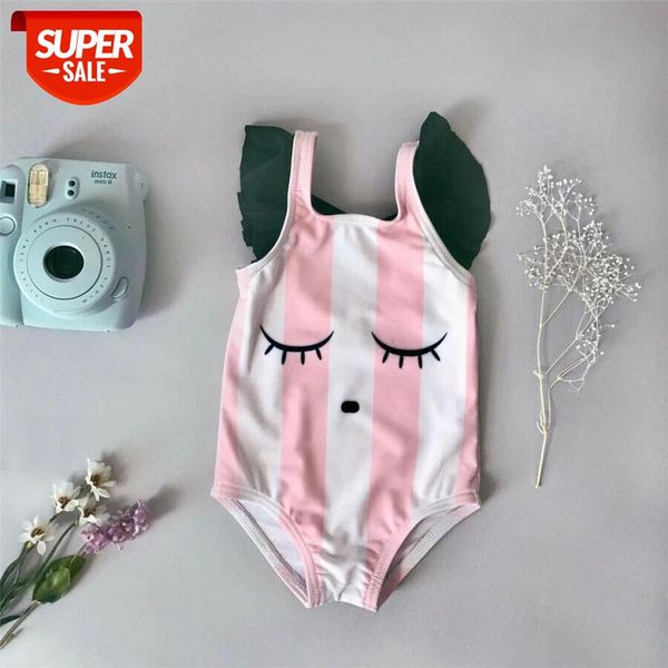 

2020 cute one-piece swimwear bathing suit toddler kid baby girl ruffle stripe cartoon swimsuit clothes beachwear #po5l, White;black