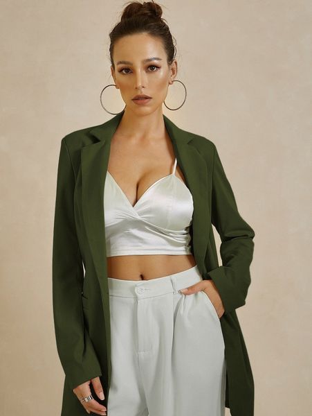 

unique21 single button split back blazer r18q#, White;black