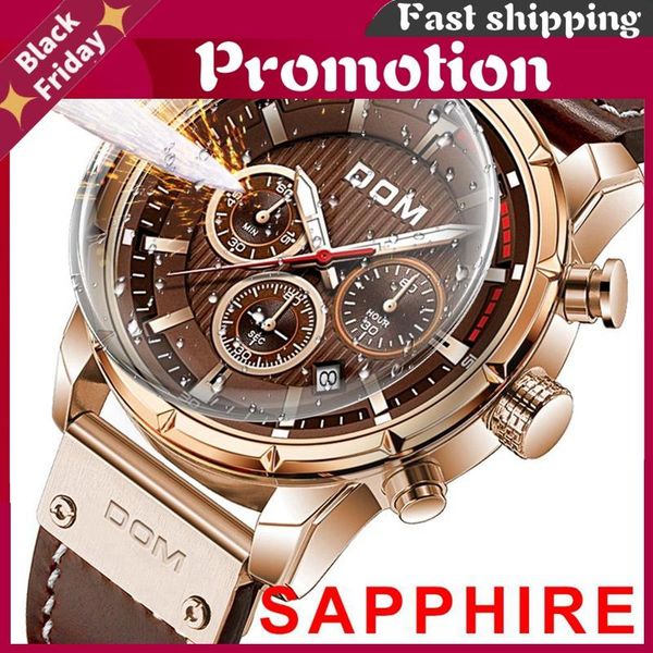 

wristwatches 2021 sapphire sport watches for men military leather wrist watch man clock chronograph wristwatch, Slivery;brown