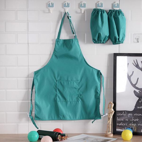 

children's apron waterproof and antifouling solid color kindergarten painting art baking student print logo aprons
