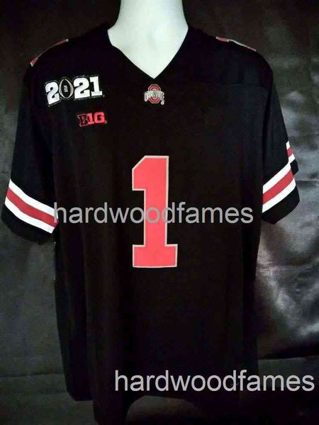 Benutzerdefinierter Justin Fields #1 Blackout Ohio State Buckeyes Football Jersey 2021 Patch HERREN FRAUEN JUGEND Stich zum Hinzufügen einer beliebigen Namensnummer XS-5XL