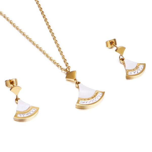 

earrings & necklace elegant silver gold color party jewelry set women sector pendant drop earring female quality wedding shell cz