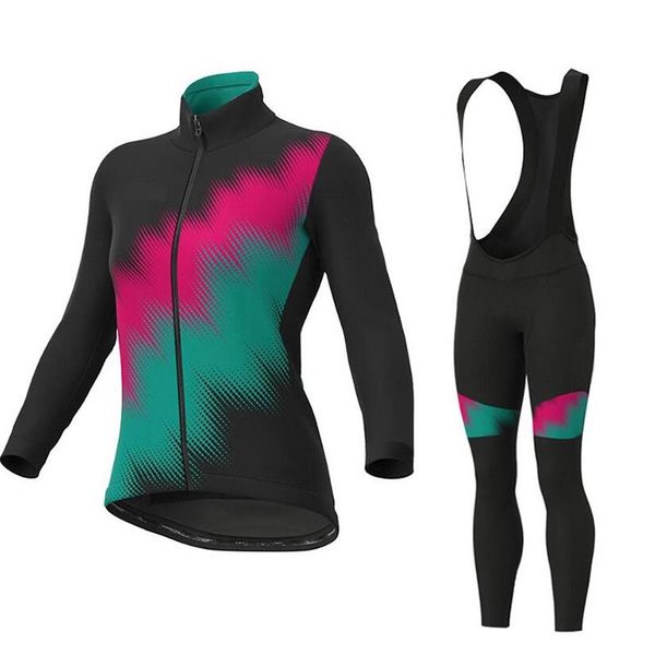 

racing sets 2021 women's bib cycling clothing pro team bicycle jersey summer long sleeve quick drying anti-uv mtb sportswear, Black;blue