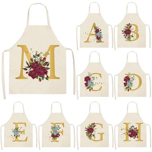 

aprons golden alphabet rose pattern baking accessories for women cooking apron kitchen master