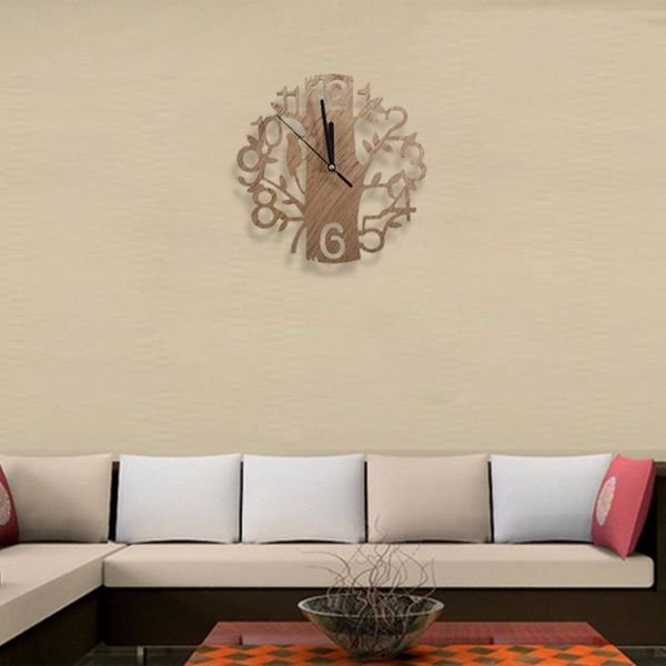 

wall clocks modern wood vintage design clock fashion style home living room coffee shop chic bar personality quiet square shape