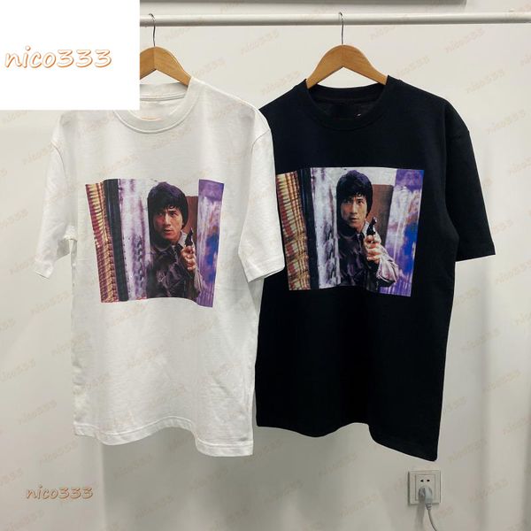 

nico produced spot jackie chan police story printed short-sleeved t-shirt tide brand men and women tee casual shirt size s-xl, White;black