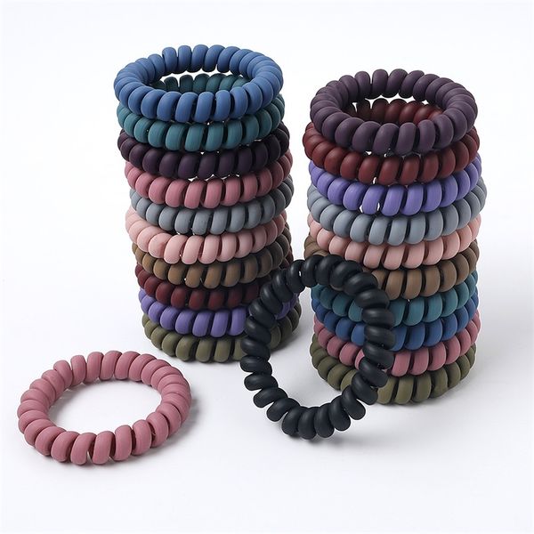 

telephone wire coil hair tie band woman frosted elastic rubber girl holder bracelet accessory ponytail headdress scrunchy 228 z2, Slivery;white