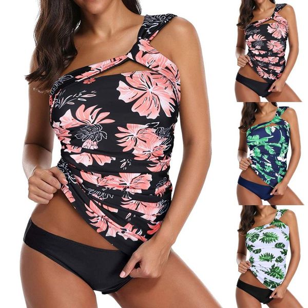 

women's swimwear printed conservative split two piece swimsuit bikini large bathing spring summer sagace, White;black