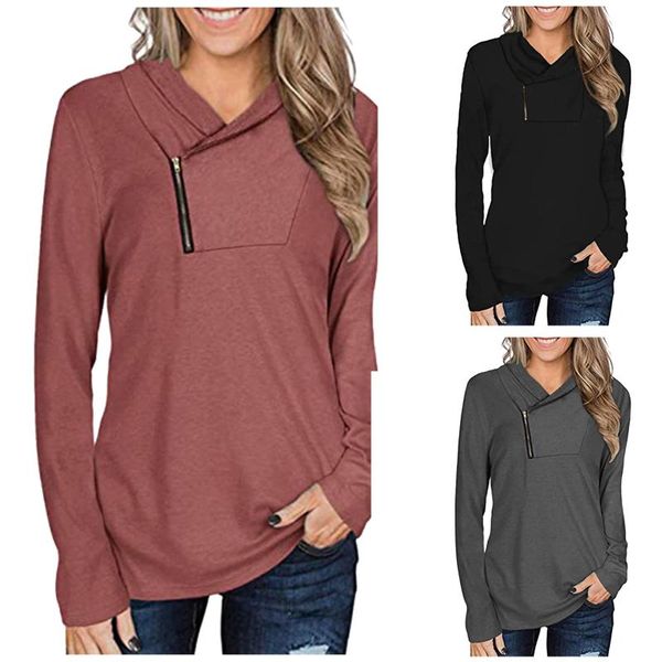 

women's t-shirt turtleneck shirts women winter long sleeve casual solid gradient plaid loose pullovers female daily streetwear outwears, White