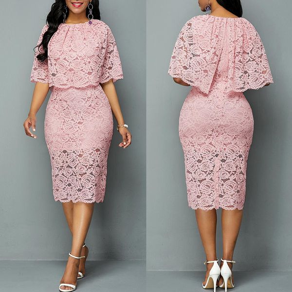 

2021african lace dresses for women fashion new africa wedding outfit 4xl 5xl plus size maxi dress dashiki ankara pink robe, Red