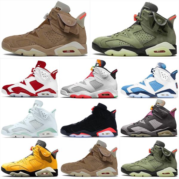 

6s basketball shoes jumpman 6 mens trainers travis cactus jack 2022 red oreo retro black infrared sneakers british khaki unc bordeaux tiffan, White;red