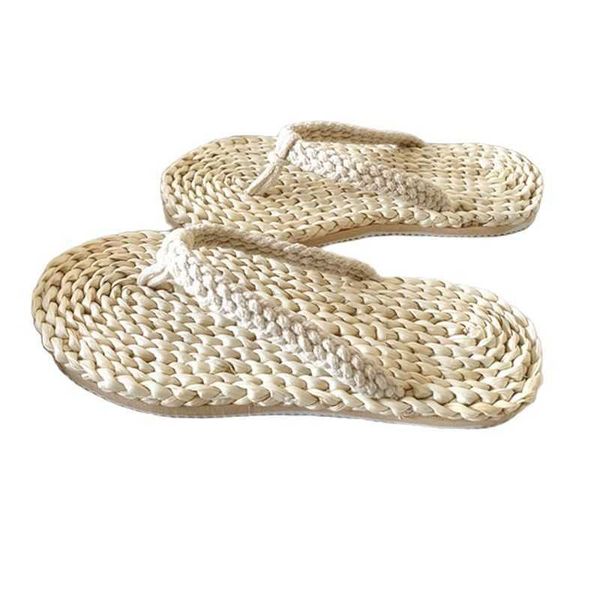 

jarycorn fashion women's men's straw slippers handmade chinese sandals xl 34-44 summer home shoes new couple shoes lstycx y0731, Black