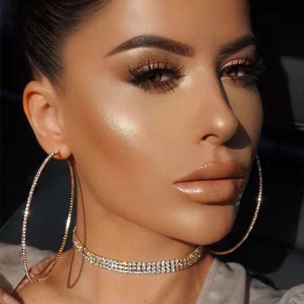 

earrings gold silver diamond claw chain exaggerated circle earrings and earrings, female f5620, Golden