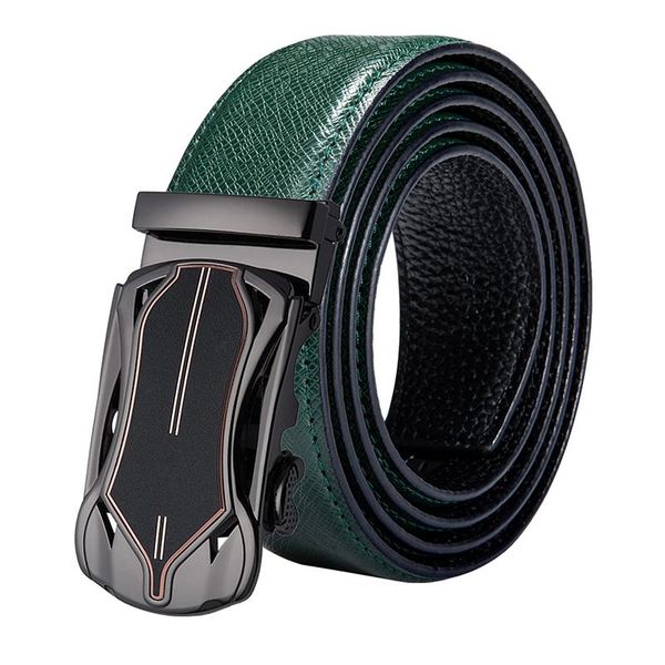 

belts di-0038 hi-tie fashion luxury designer automatic buckle green genuine leather belt men's cow for men 3.5cm, Black;brown