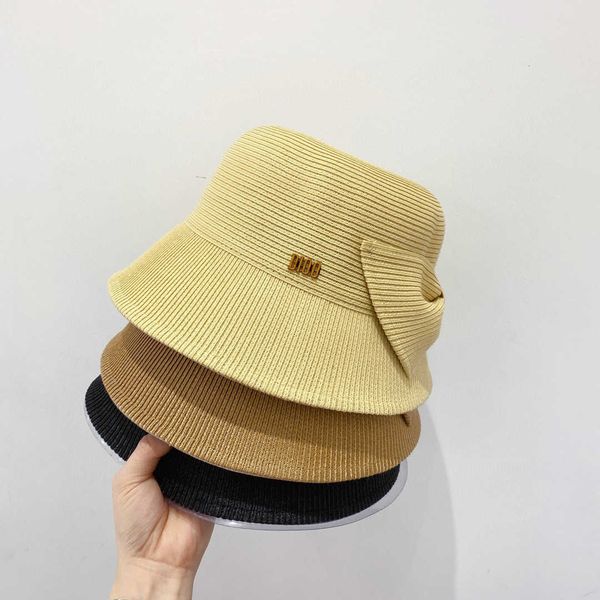 

correct version spring and summer holiday ice bow basin hat, Yellow