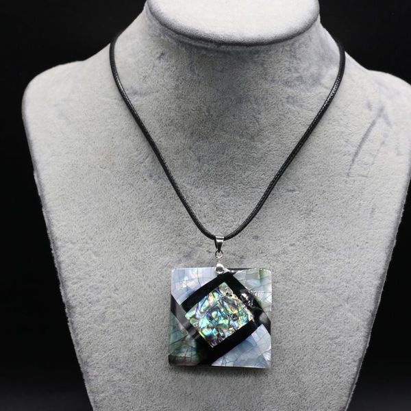 

natural abalone shell pendant necklace square shape for jewelry exquisite gift length 55+5cm necklaces, Silver