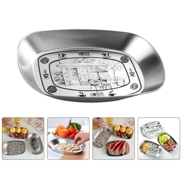 

dishes & plates 1pc fruit plate snack tray salad nuts for home (sliver)