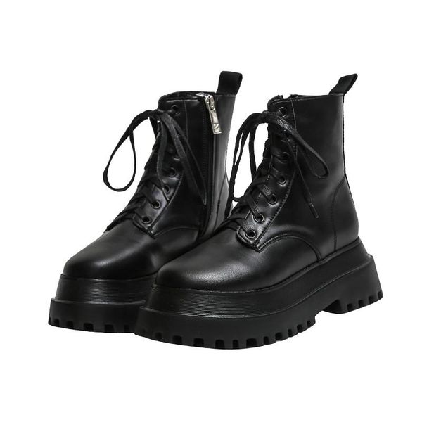 

boots style women handsome motorcycle casual snow autumn and winter short, Black
