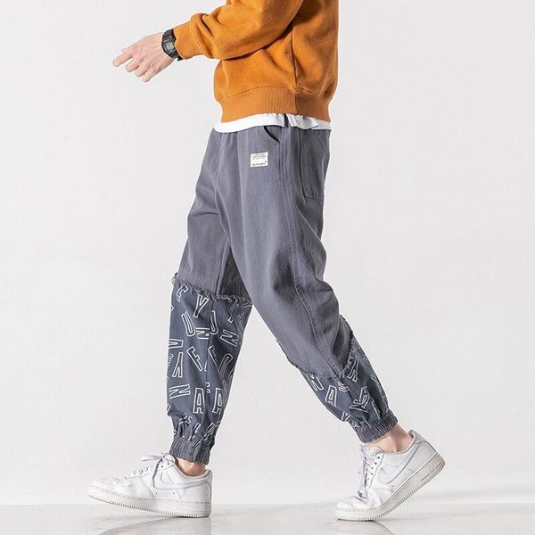 

men's pants fashion flowered trousers leisure korean printed sports, Black