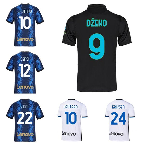 

dzeko soccer jersey 21/22 home blue alexis sensi kolarov vidal maillots de foot shirt vecino lautaro candreva skriniar football uniform, Black;yellow