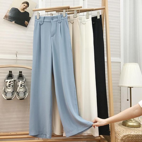 

women's pants & capris summer women loose harem casual trousers for lady high waist maxi wide leg female elegant 2021 fashion clothes, Black;white