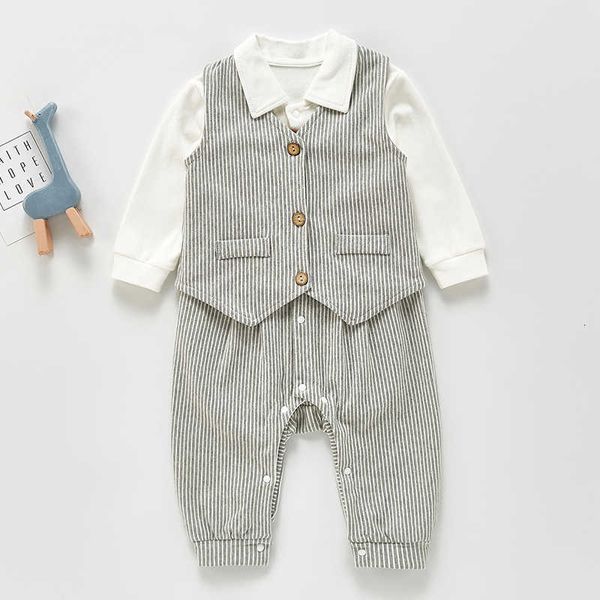 

casual boys romper spring long sleeve two-piece boy gentleman rompers jumpsuit baby clothes, Blue