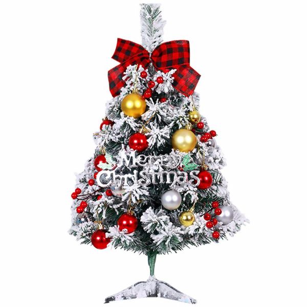 

christmas decorations 1 set flocking tree artificial xmas deskdecor without battery