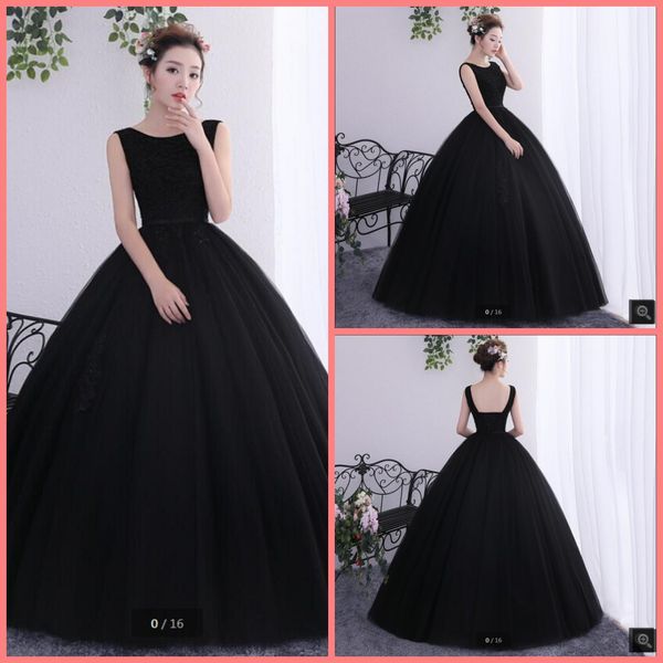 

2021 vestido de festa black tulle ball gown prom dresses lace appliques pearls princess puffy corset party gowns sweet 16 sleeveless quincea