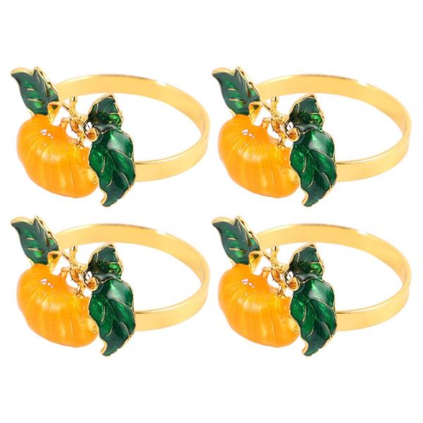 

napkin rings 4 pcs practical metal pumpkin-shaped party props (orange)