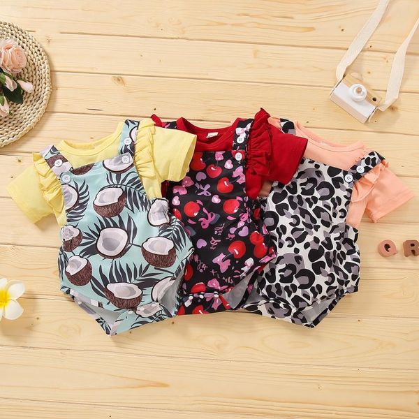 

infant baby girls ruffles +suspender leopard printed shorts outfits girl clothes ropa niÃ±a meisjes kleding clothing sets, White