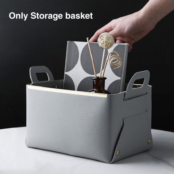

storage baskets office pu multifunction bathroom basket deskrectangle jewelry organizer for bedroom makeup solid with handle home