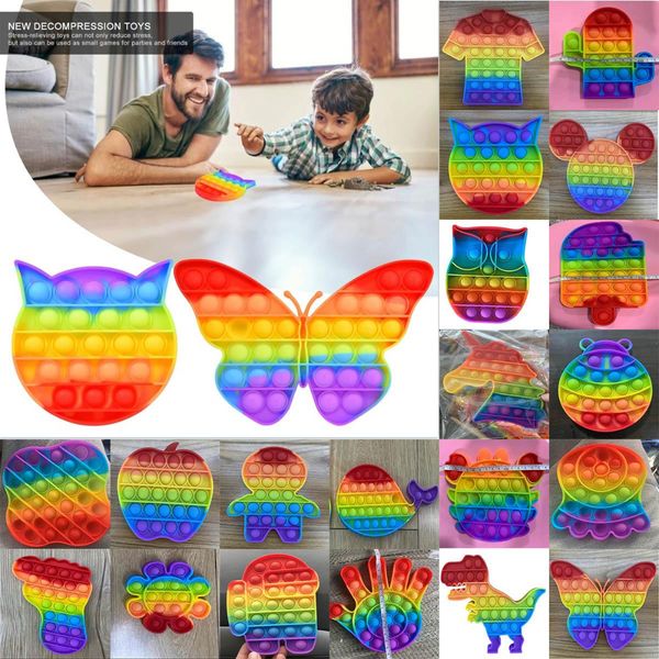 

rainbow unicorn apple cat push bubble anti stress relief toy kids rainbow board game gifts children fun pressure reduction