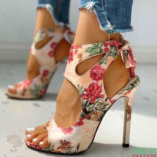 

dress shoes summer women high heels fashion comfortable plus size peep toe wedding party thin heel flower ladies sandals, Black