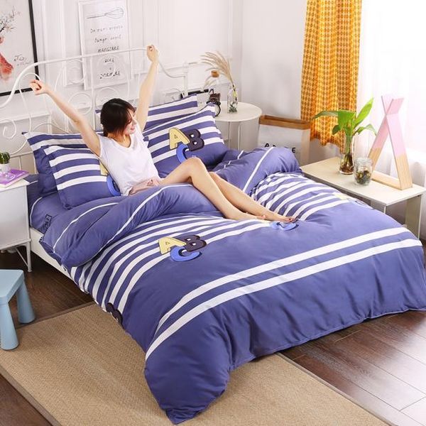 

bedding sets set home textile for bedroom double-sided solid color stripes duvet cover quilt pillow case luxurious bed sheet oceania
