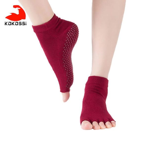 

kokossi ballet open toe yoga socks comfortable soft breathable shockproof non-slip durable sweat-absorbent sports, Black