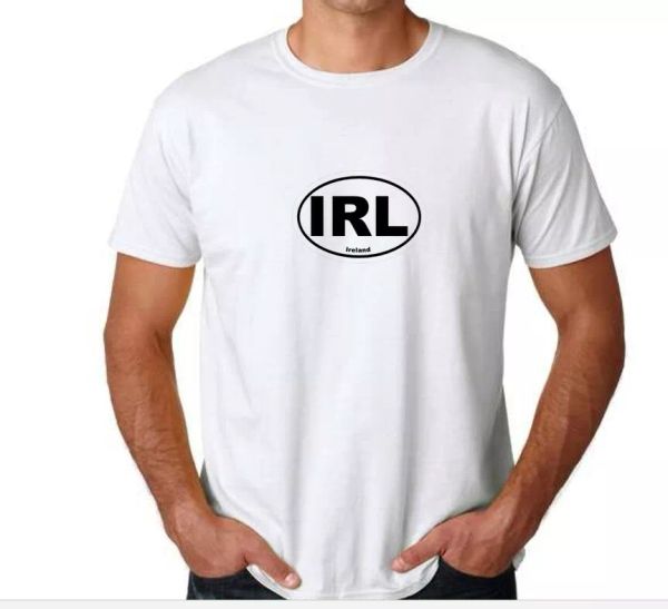 

irl country code oval ireland t-shirt irish europe euro black white tee shirt, White;black