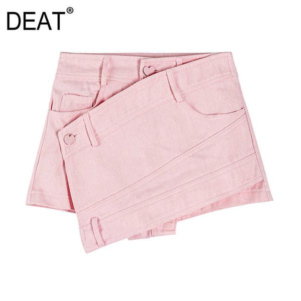 

[deat] summer fashion short pants solid color high waist a-line loose personality women denim shorts 13c847 210527, White;black