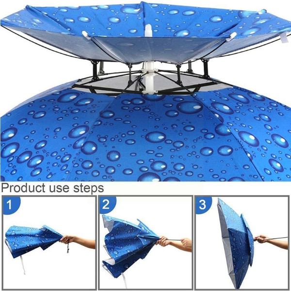 

outdoor hats foldable umbrella hat anti-rain anti-uv layer travel caps umbrellas fishing beach double hiking rain gear r4s8, Black;white