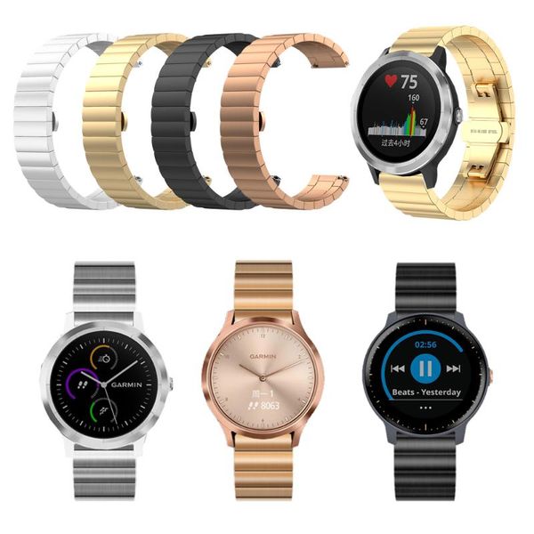 

watch bands metal strap for garmin vivoactive 3 music vivomove hr bracelet band forerunner 645 245 245m stainless steel watchband, Black;brown