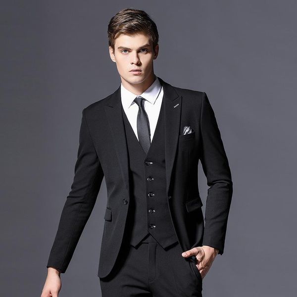 

men's suits & blazers 2021 fashion design clothing for man business leisure 3 pieces black single button slim fit groomsmen dinner part, White;black