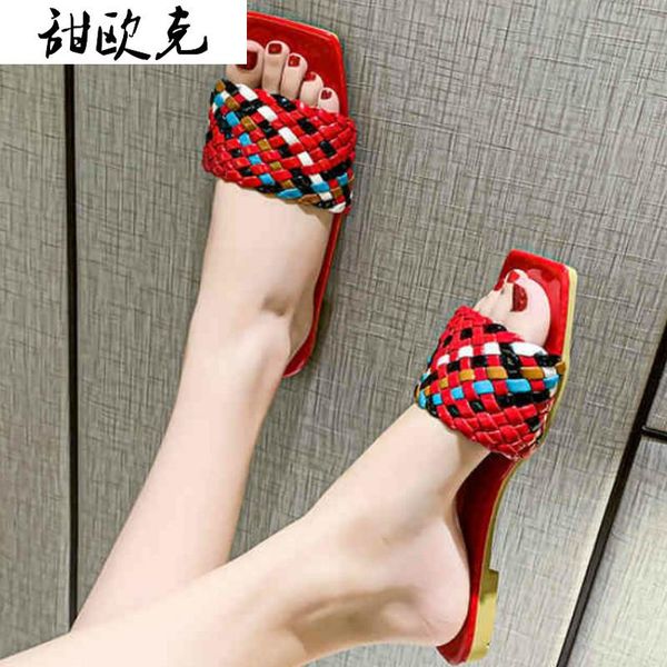 

2021 summer new fashion braided hollow open-toe flat women slippers walking comfortable beach sandals casual women shoes, Black