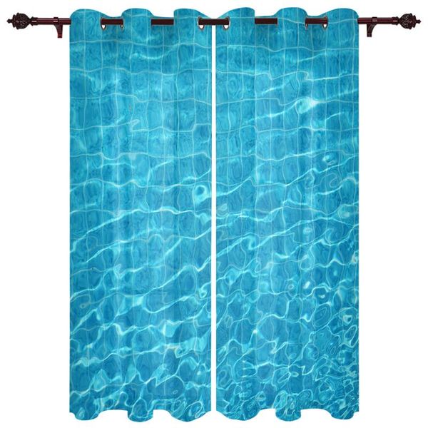 

exquisite home luxury curtains blue water ripple living room dining bedroom el translucent curtain & drapes