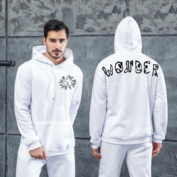 

men's hoodies & sweatshirts spring and autumn 2021 hoodie wonder sun printed fashion trend letter loose casual long sleeve pullo, Black