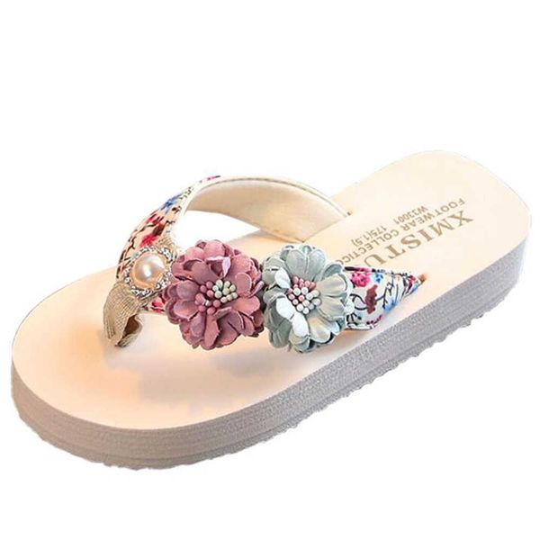

summer shoe platform flip flops flower sandals beach shoes kids slippers house flat parent-child women sh245 210712, Black;grey