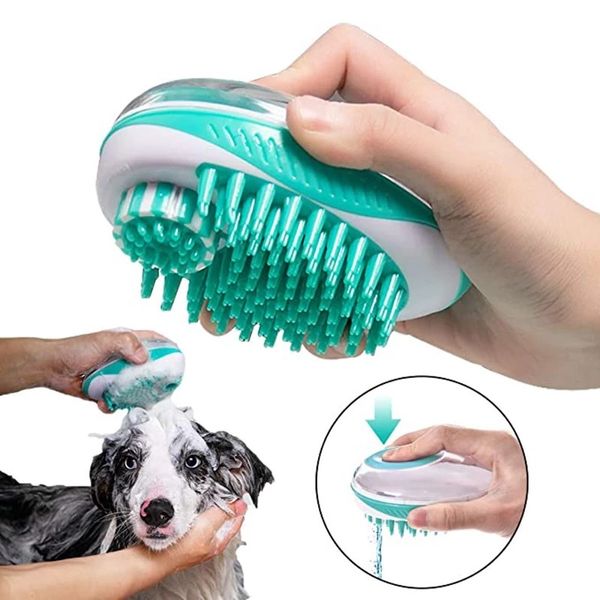 Cat Bath Brush 2-em-1 Spa Massagem Massagem Pente Sofame Silicone Chuveiro Cabelo Grooming Cmab Cão Limpeza Tool Pet Fontes