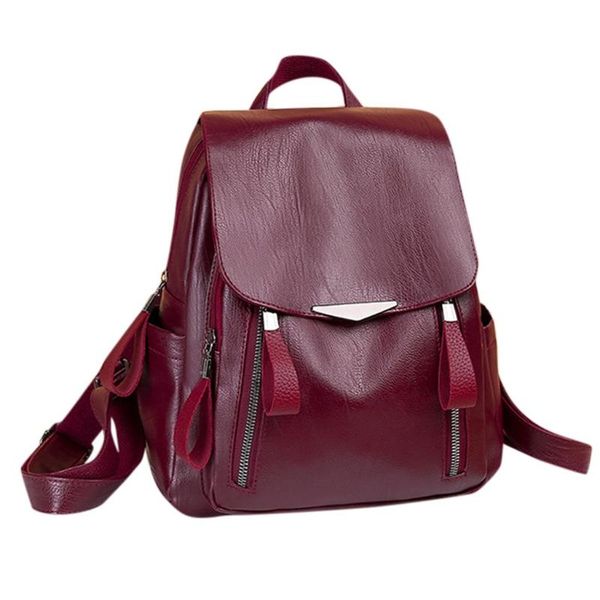 

outdoor bags aelicy 2021 women packet fashion ladies simple zipper leather backpack travel bag multi function shoulder